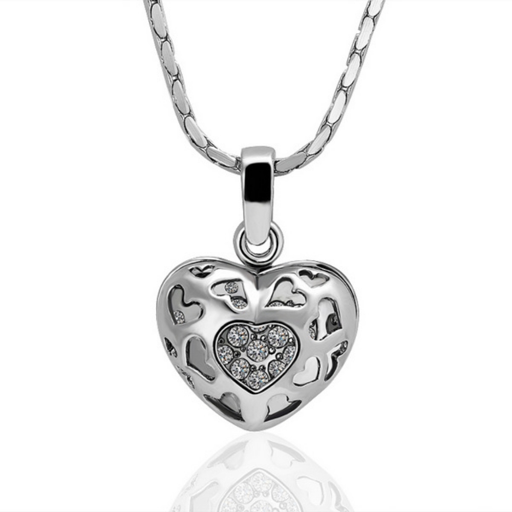LAST ONE! White Gold Plated Heart Necklace
